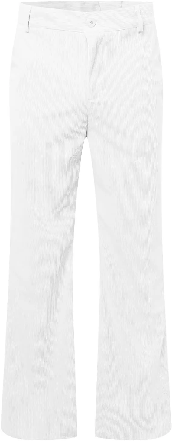 Wide Leg Pants Dress Pants Solid Color Loose Comfy Slim Fit Corduroy Elastic Waist Baggy Casual Pants with Pockets
