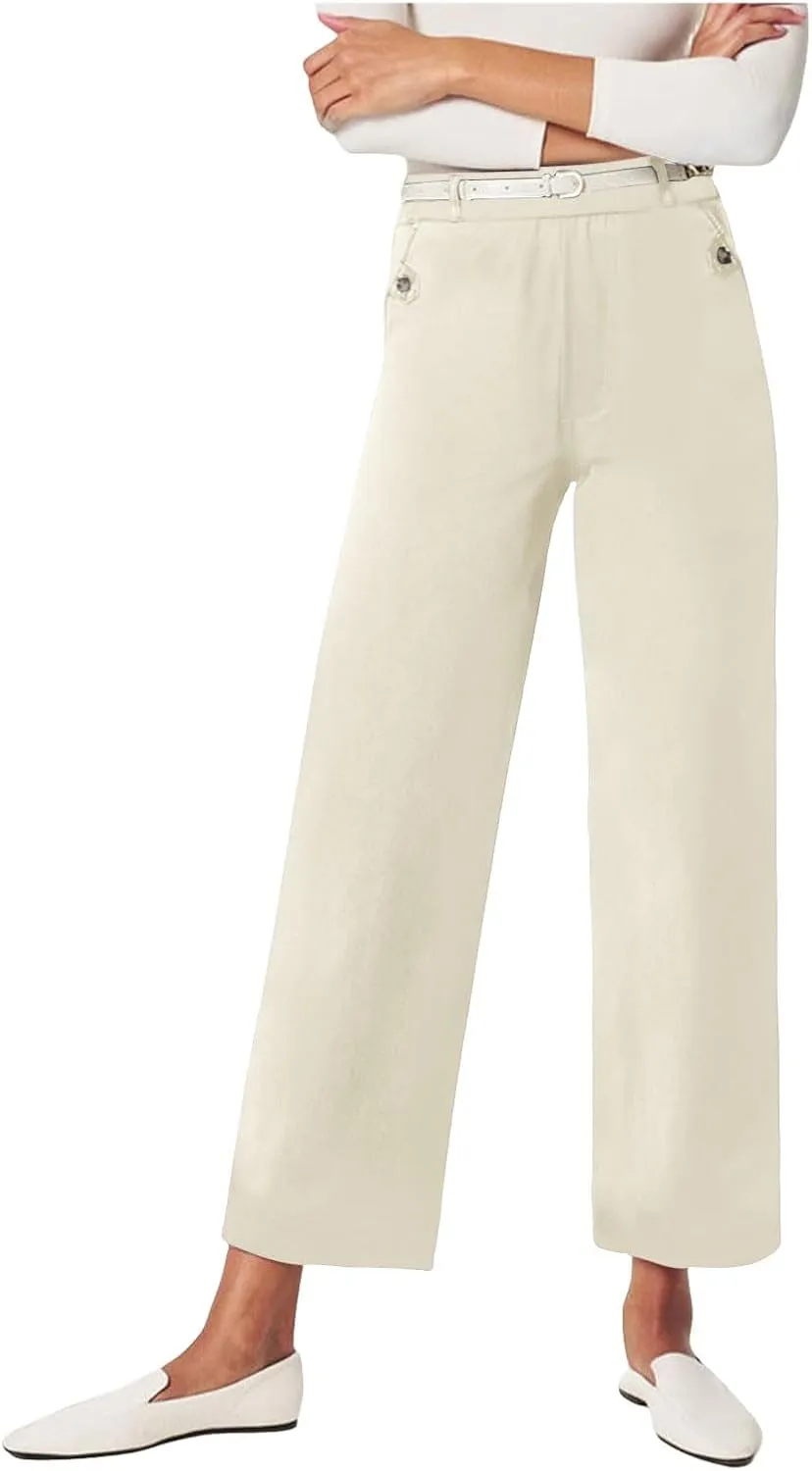 Wide Leg Pants for Women Winter ightweight Hiking Pants with Pockets Solid Color Elastic Waist
