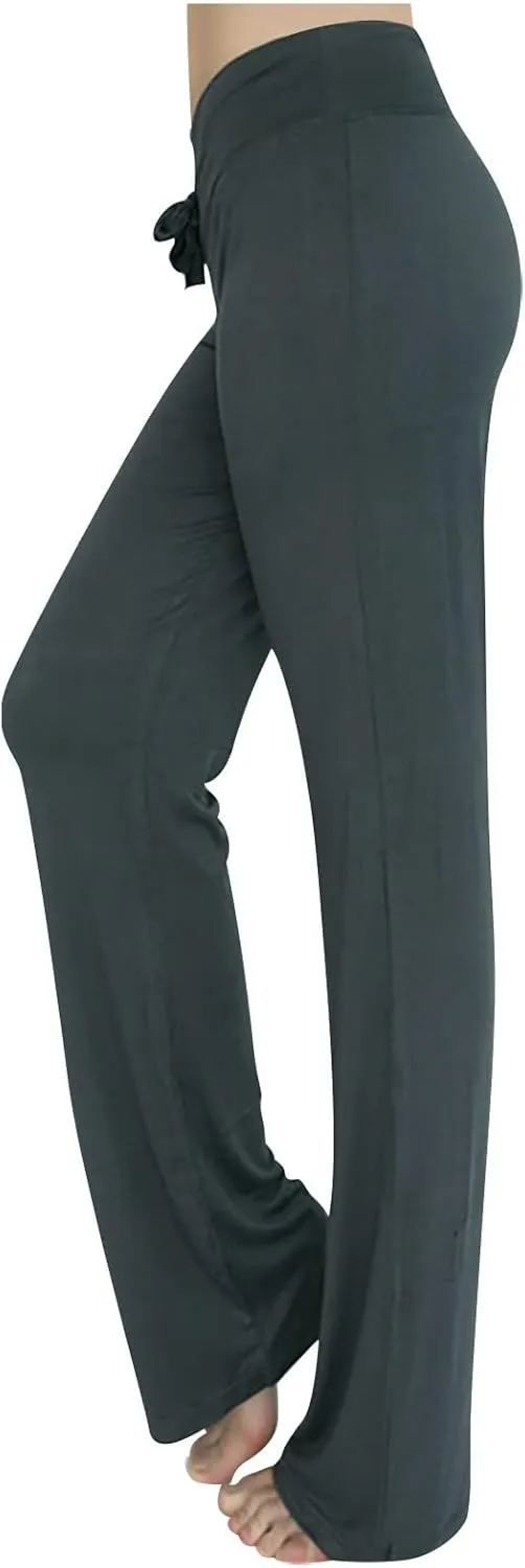 Wide Leg Yoga Pants Women Drawstring High Waist Tummy Control Lounge Trouser Bootcut Comfy Pants Gym Workout Leggings