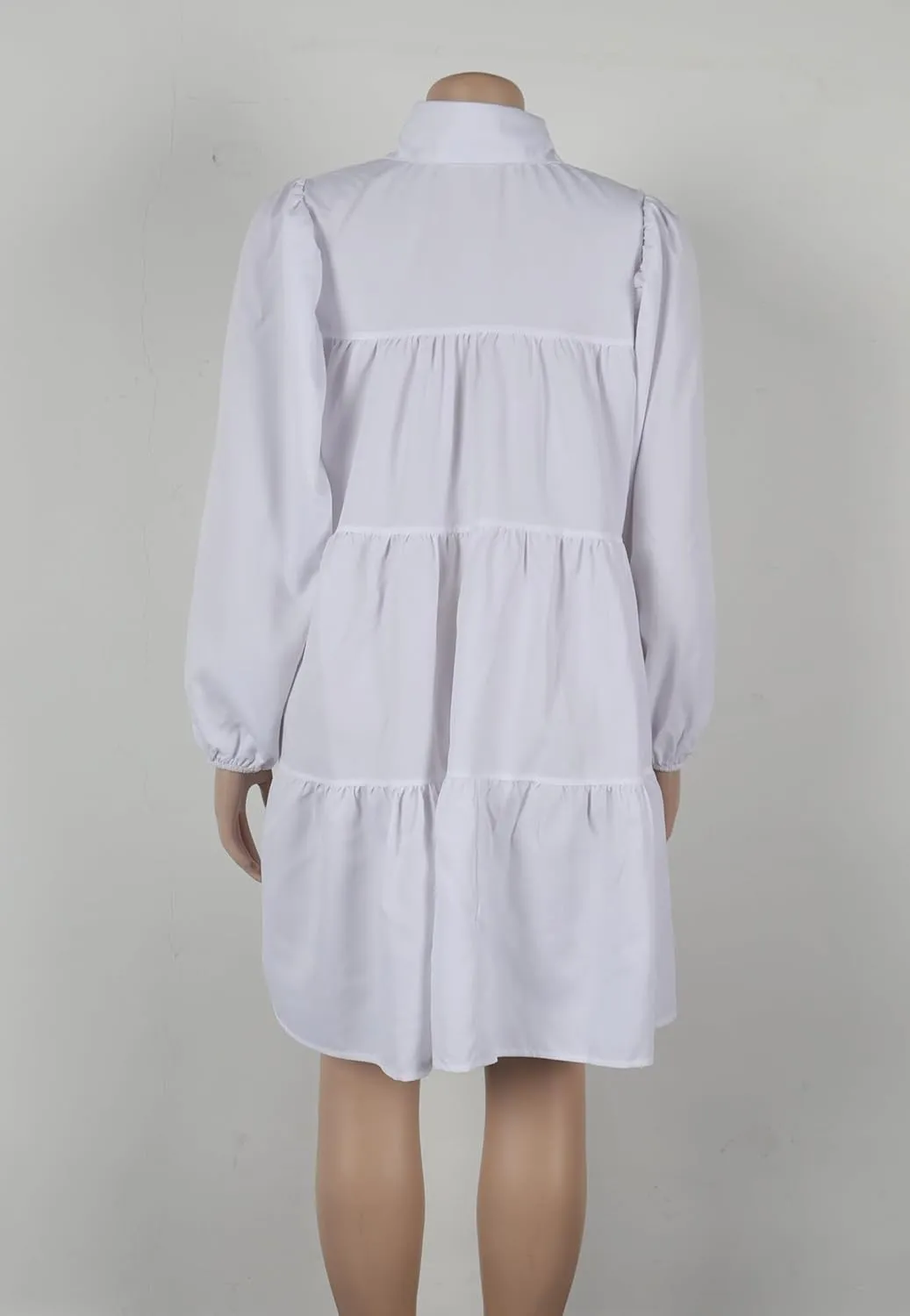 WOKANSE Women's 2024 Fall Cute Babydoll Ruffle Hem Puff Sleeve Dress Loose Plus Size Shirt Dresses