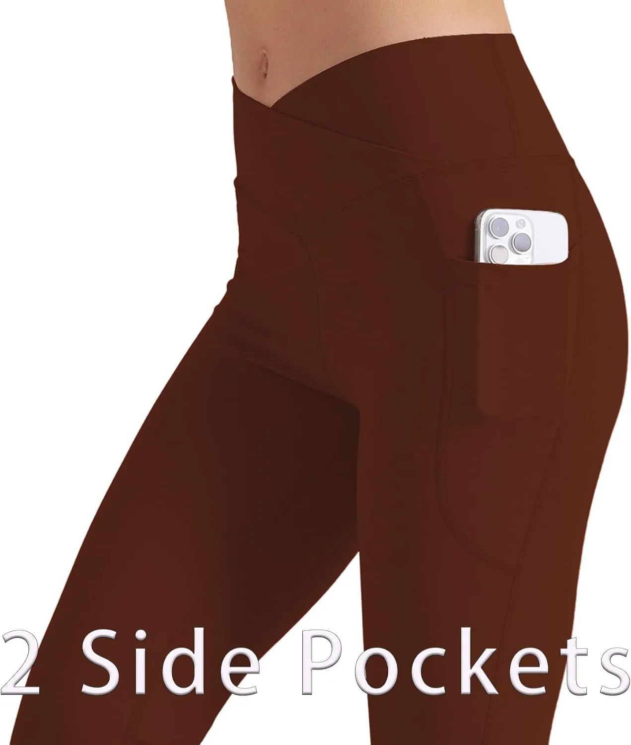Women Flare Leggings with Side Pockets,Crossover Yoga Pants Bootleg High Waisted Stretchy Control Gym Workout Pants