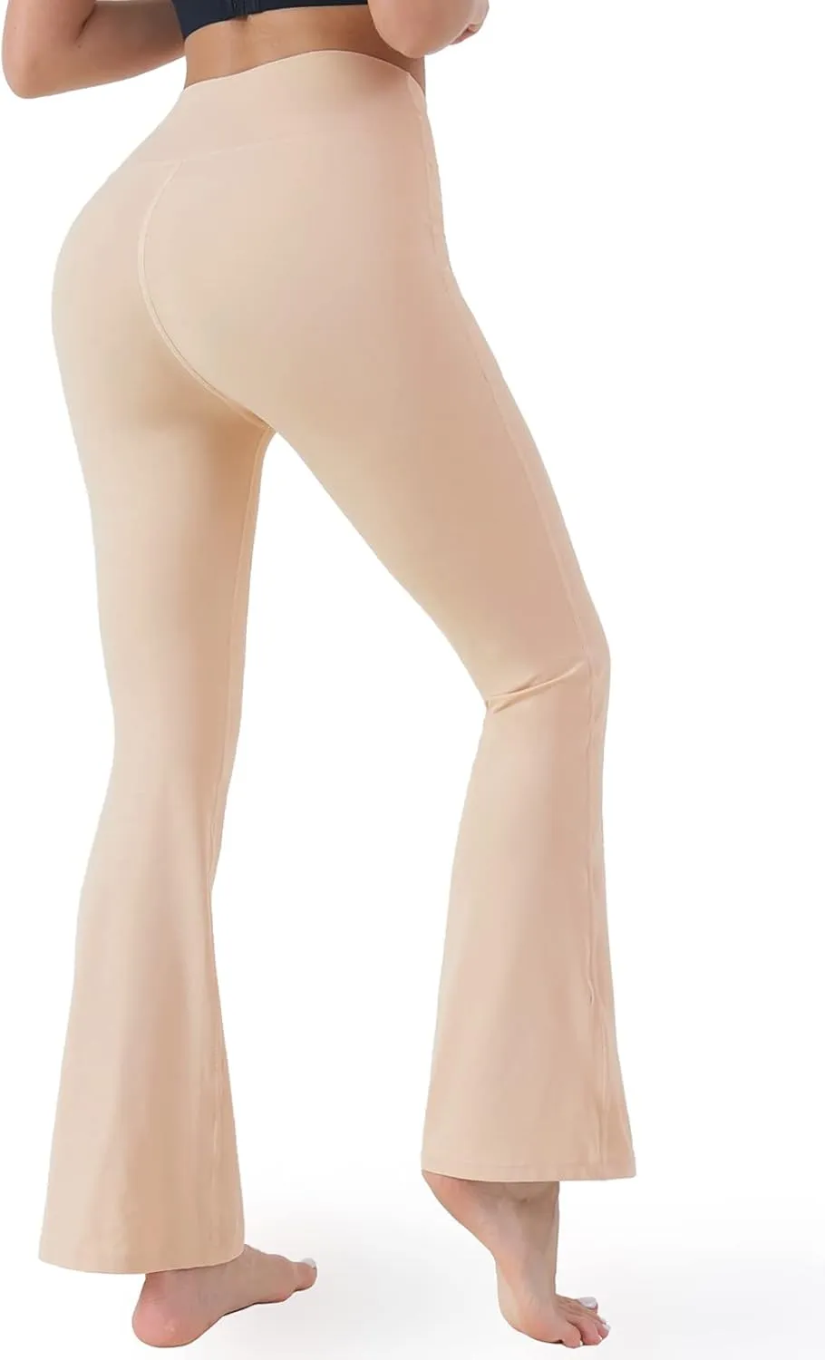 Women Flare Leggings with Side Pockets,Crossover Yoga Pants Bootleg High Waisted Stretchy Control Gym Workout Pants