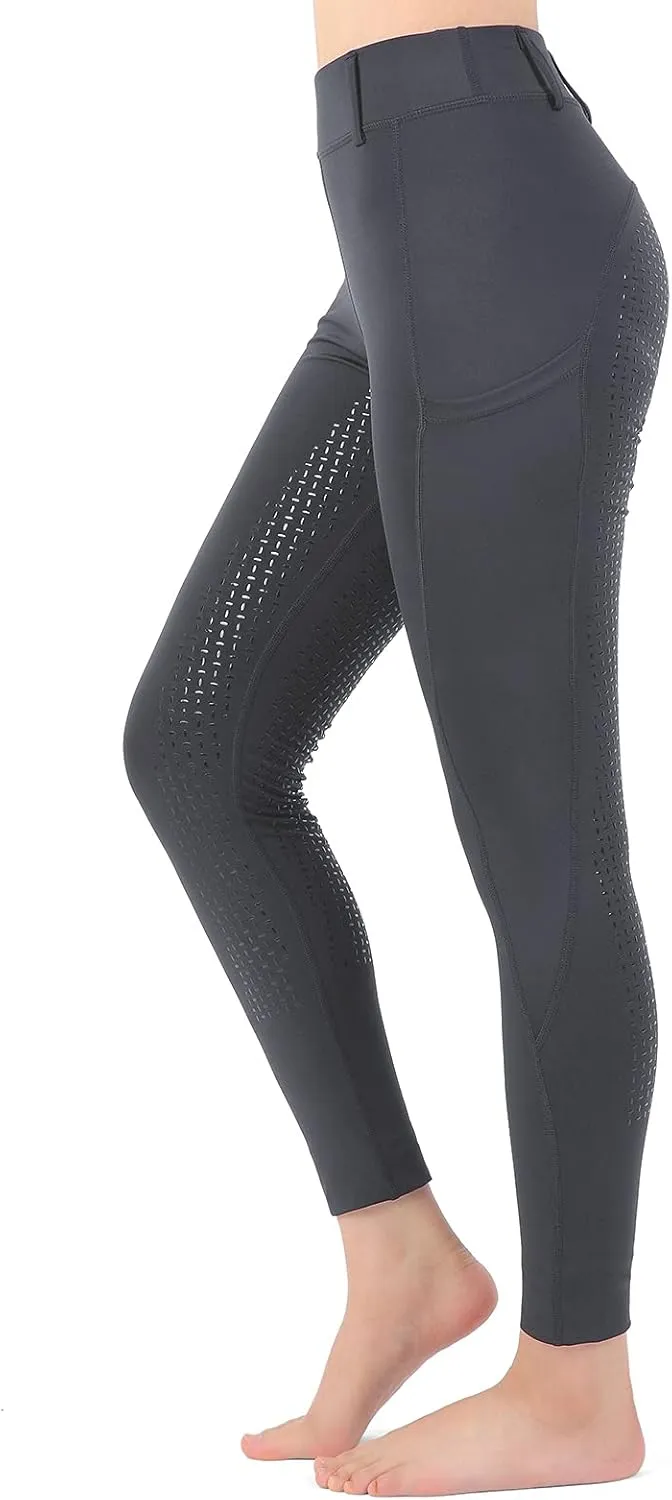 Women Riding Tights Pockets,Women Training Breeches Pants with Silicone Grip
