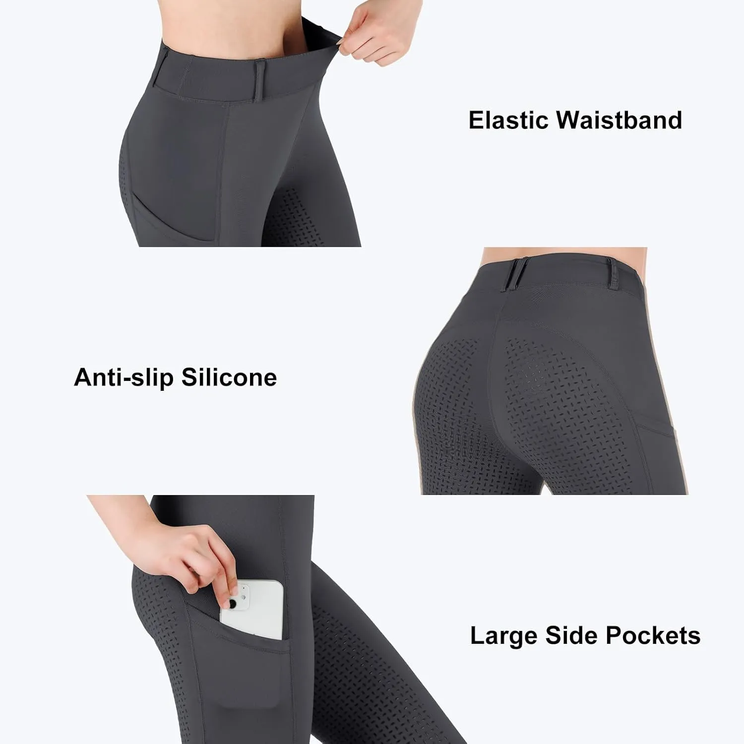 Women Riding Tights Pockets,Women Training Breeches Pants with Silicone Grip