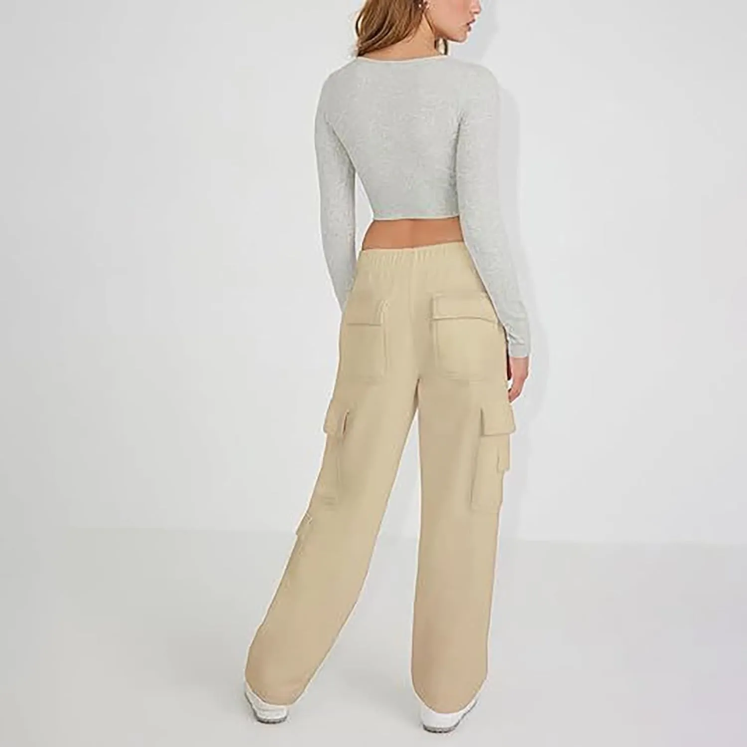 Womens Cargo Sweatpants High Waisted Drawstring Baggy Joggers Pants Straight Leg Casual Track Pant Trousers 2025
