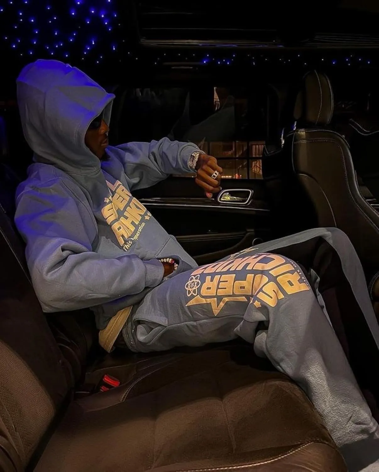 Women's Casual 2 Piece Sweatsuits Fashion Star Letter Print Hoodies Jogger Sweatpants Set Tracksuits