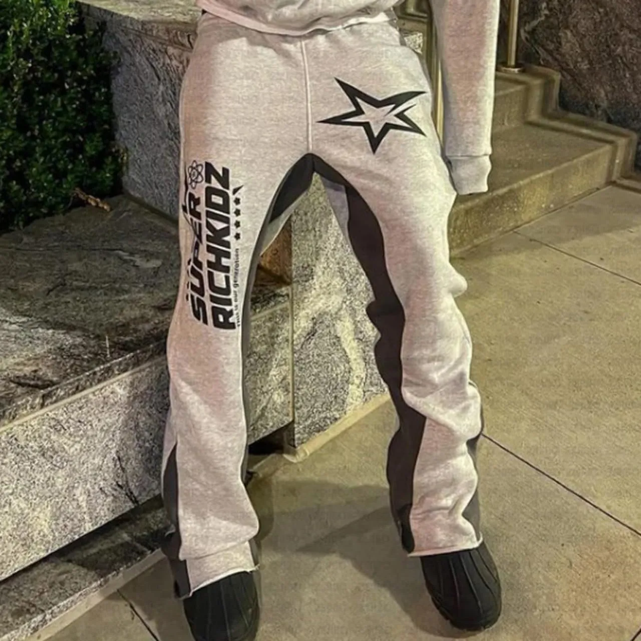 Women's Casual 2 Piece Sweatsuits Fashion Star Letter Print Hoodies Jogger Sweatpants Set Tracksuits