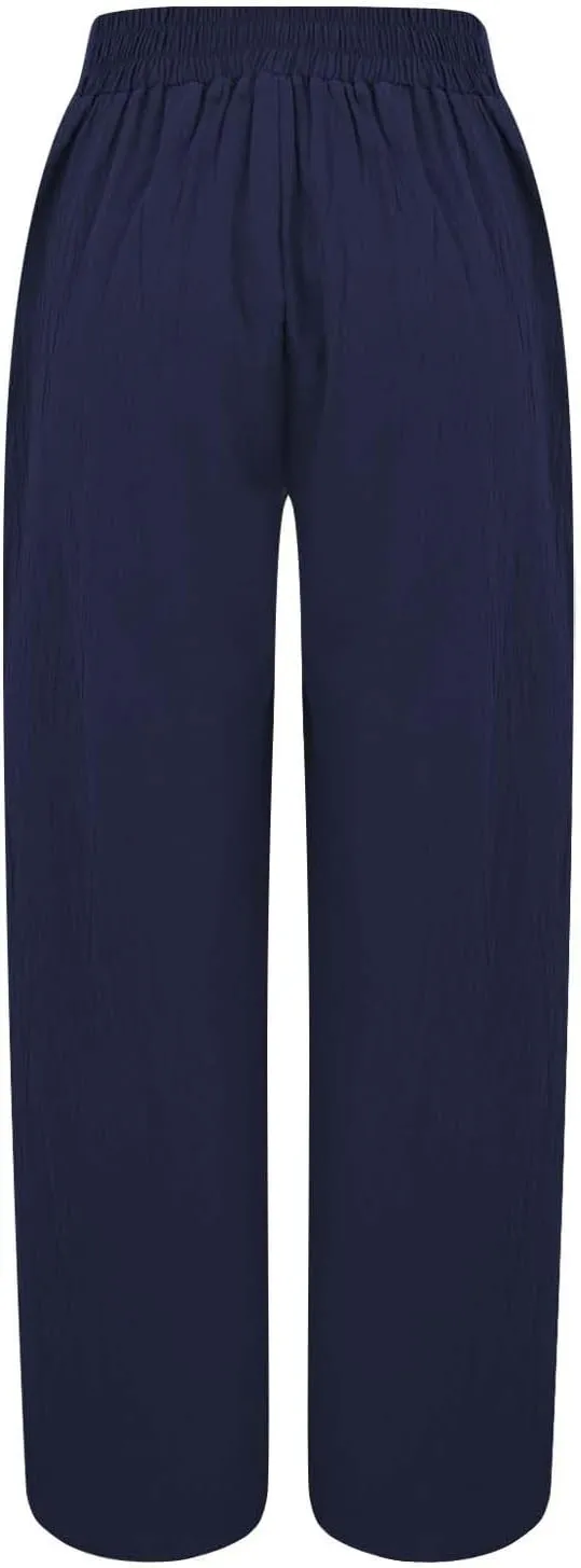 Womens Clothes Summer Outfits for Women Pants Wide Leg Long Pant Trousers with Pocket Linen Cropped Pants