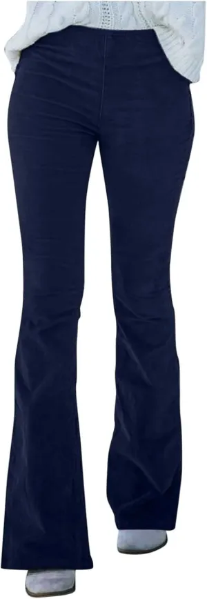 Women's High Waist Flare Pants Casual Comfy Business Work Pants High Waisted Lounge Trousers with Pockets