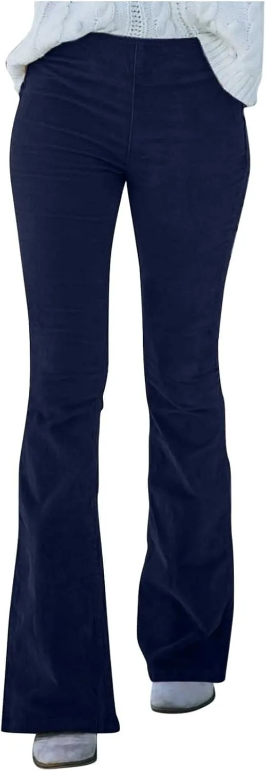 Women's High Waist Flare Pants Casual Comfy Business Work Pants High Waisted Lounge Trousers with Pockets
