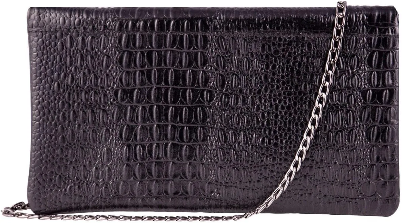 Womens Leather Clutch Cross Body Shoulder Printed Cowhide Bag