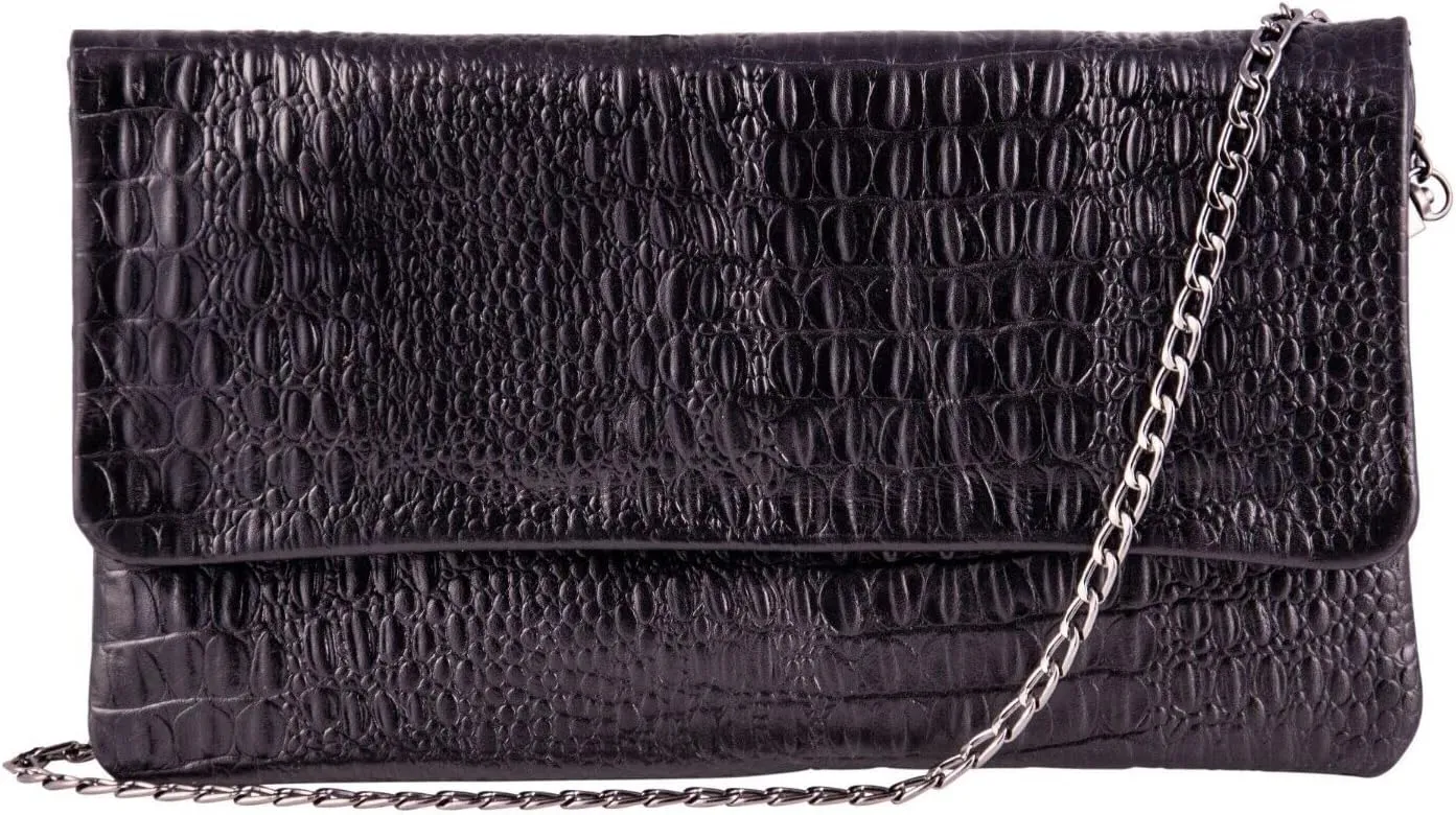 Womens Leather Clutch Cross Body Shoulder Printed Cowhide Bag