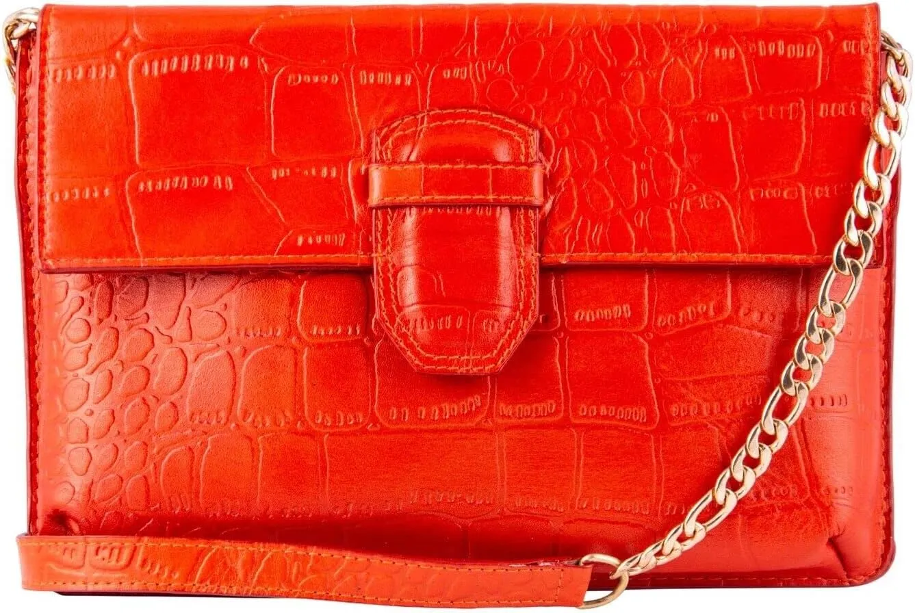 Womens Leather Clutch Cross Body Shoulder Printed Cowhide Bag