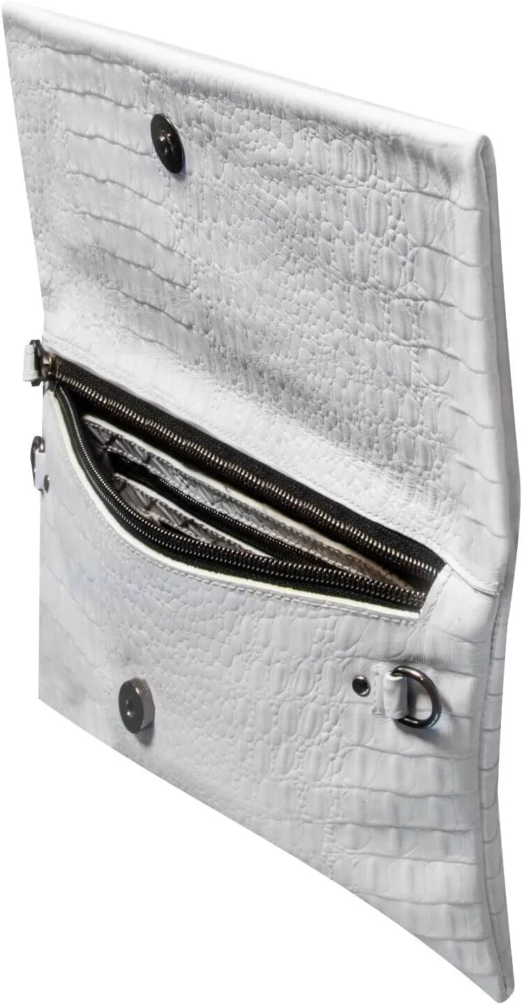 Womens Leather Clutch Shoulder Cross Body Printed Cowhide Bag