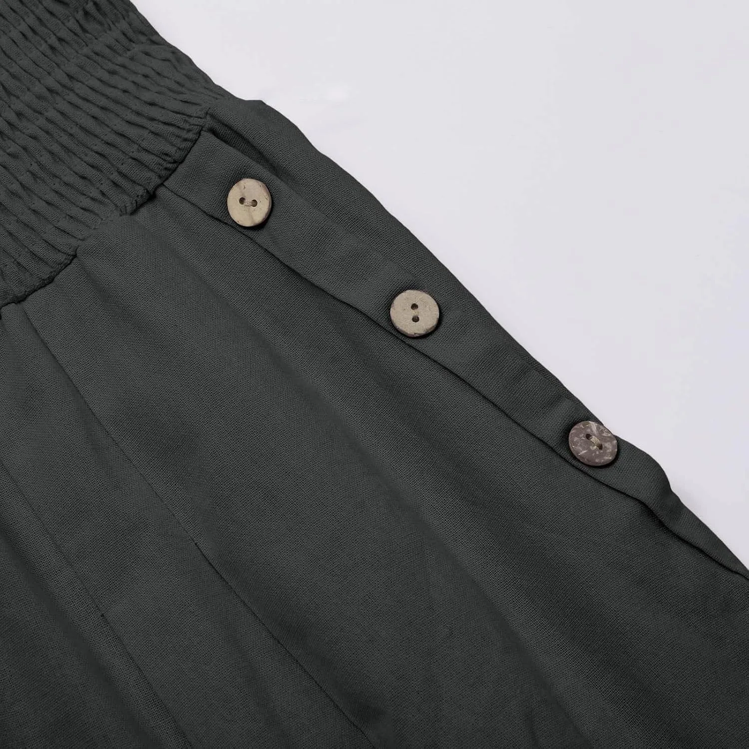 Womens Linen Pants 2025 Casual Loose Wide Leg Palazzo Pants Tummy Control High Waist Flowy Trousers with Pockets