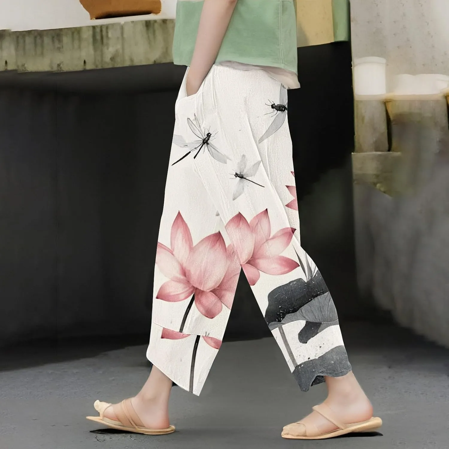Womens Linen Summer Capri Pants 2025 Linen Pants Womens Summer Straight Leg Capri Trousers 2025 Vacation
