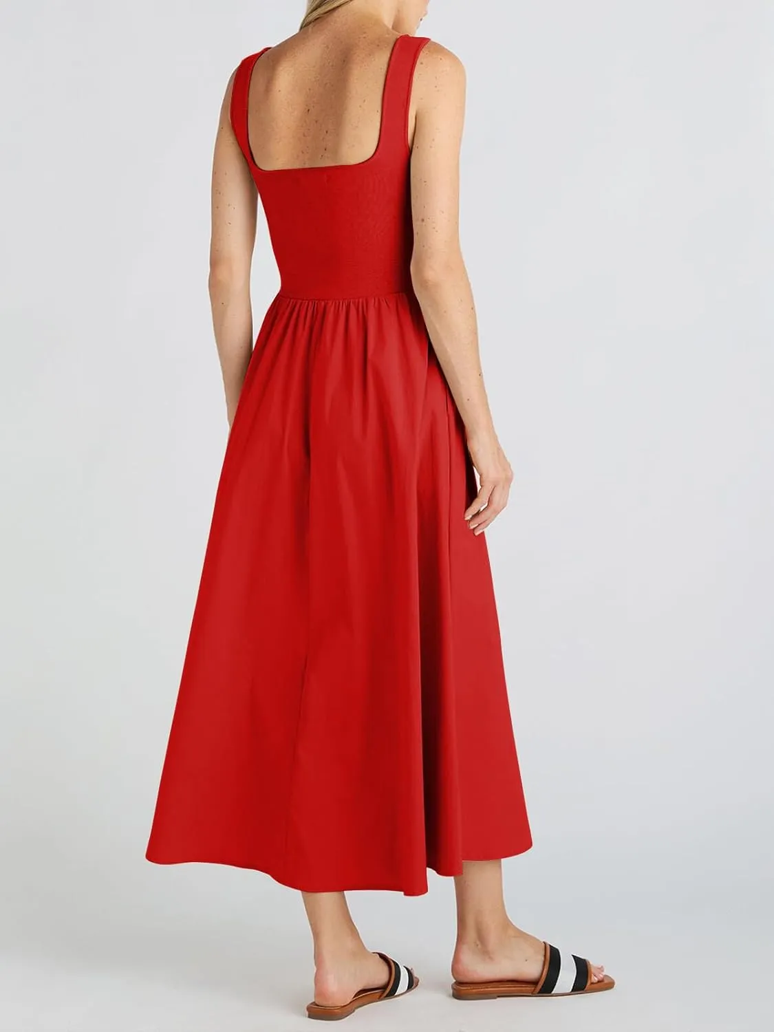 Women's Maxi Dress Summer Sleeveless Swing Sundress Casual Loose Tank Long Dresses with Pockets