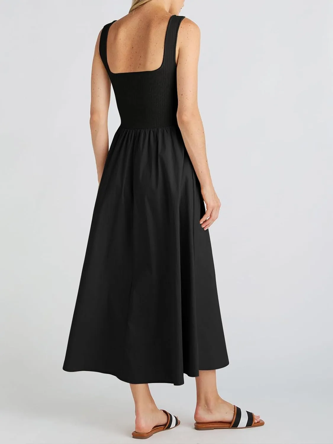 Women's Maxi Dress Summer Sleeveless Swing Sundress Casual Loose Tank Long Dresses with Pockets
