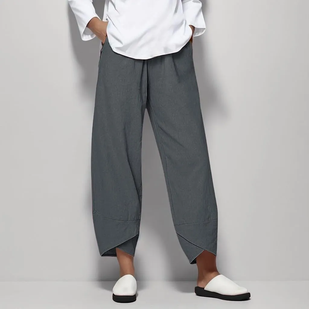 Womens Plaid Pants Cotton Palazzo Pants Wide Leg Long Pant Trousers with Pocket 2025 Beach Travel Vacation Outfits