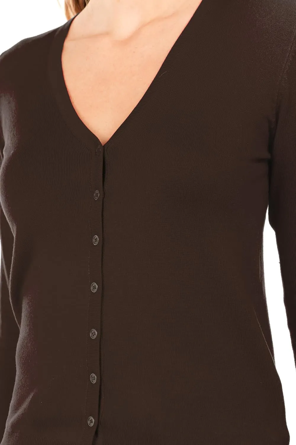 Women's Regular Solid Long Sleeve Cardigan with Decorative Buttons