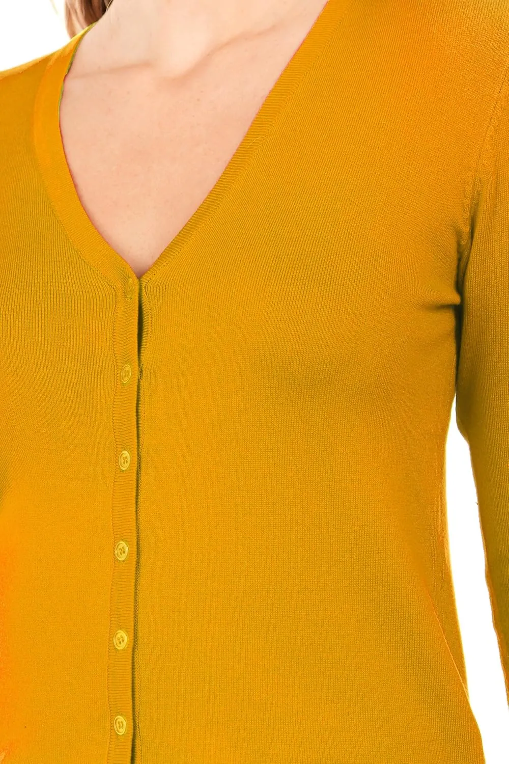 Women's Regular Solid Long Sleeve Cardigan with Decorative Buttons