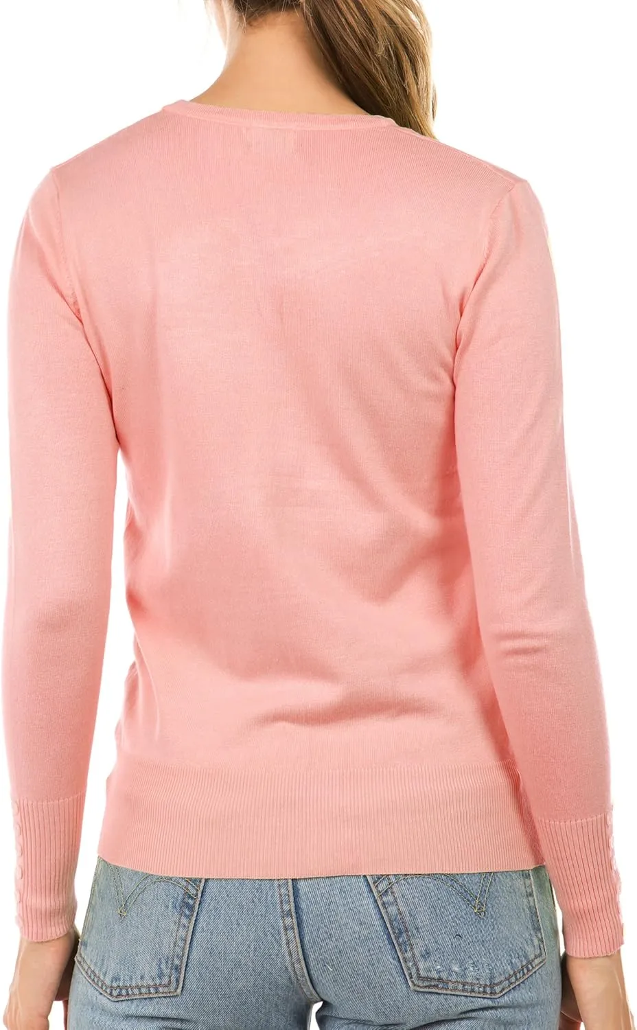 Women's Regular Solid Long Sleeve Cardigan with Decorative Buttons