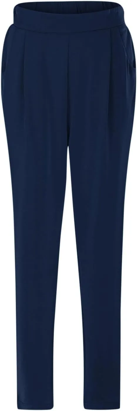 Women's Satin High Waist Pants Casual Pleated Loose Business Trousers Straight Leg Office Slacks Pants with Pockets