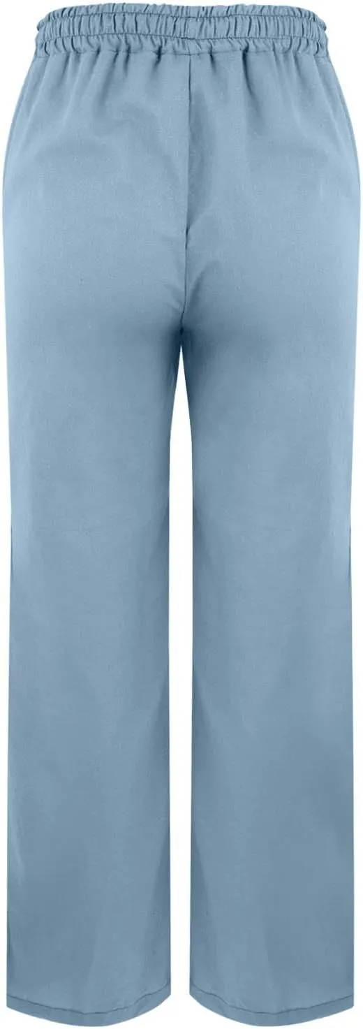 Women's Summer Long Solid Color Cotton Linen Straight Leg Loose Casual Pants Pants with Pockets Summer