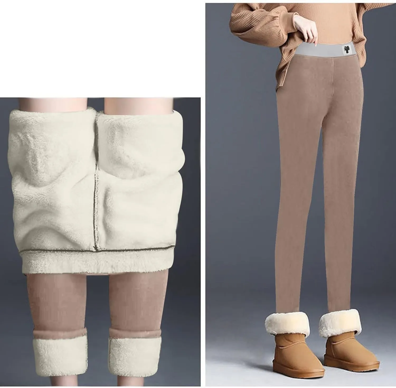 Womens Thermal Underwear Sets Lose Feleece Pull On High Waisted Thermal Winter Warm Yoga Pants