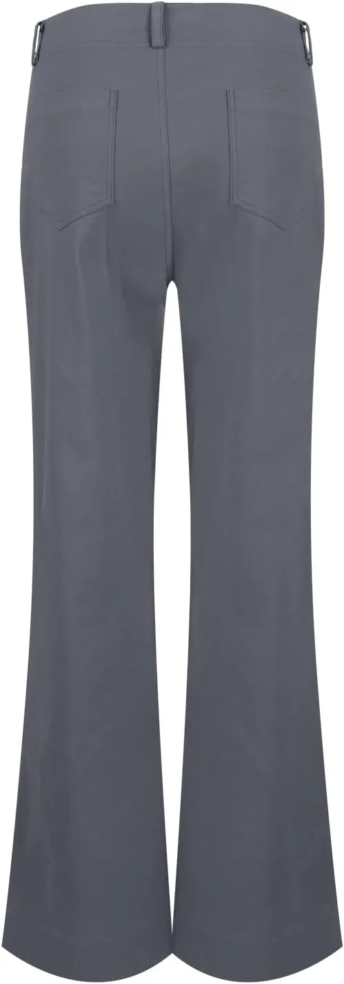 Womens Twill Wide Leg Pants Stretch Casual High Waisted Bootcut Chino Pants Baggy Flare Dress Pants with Pockets