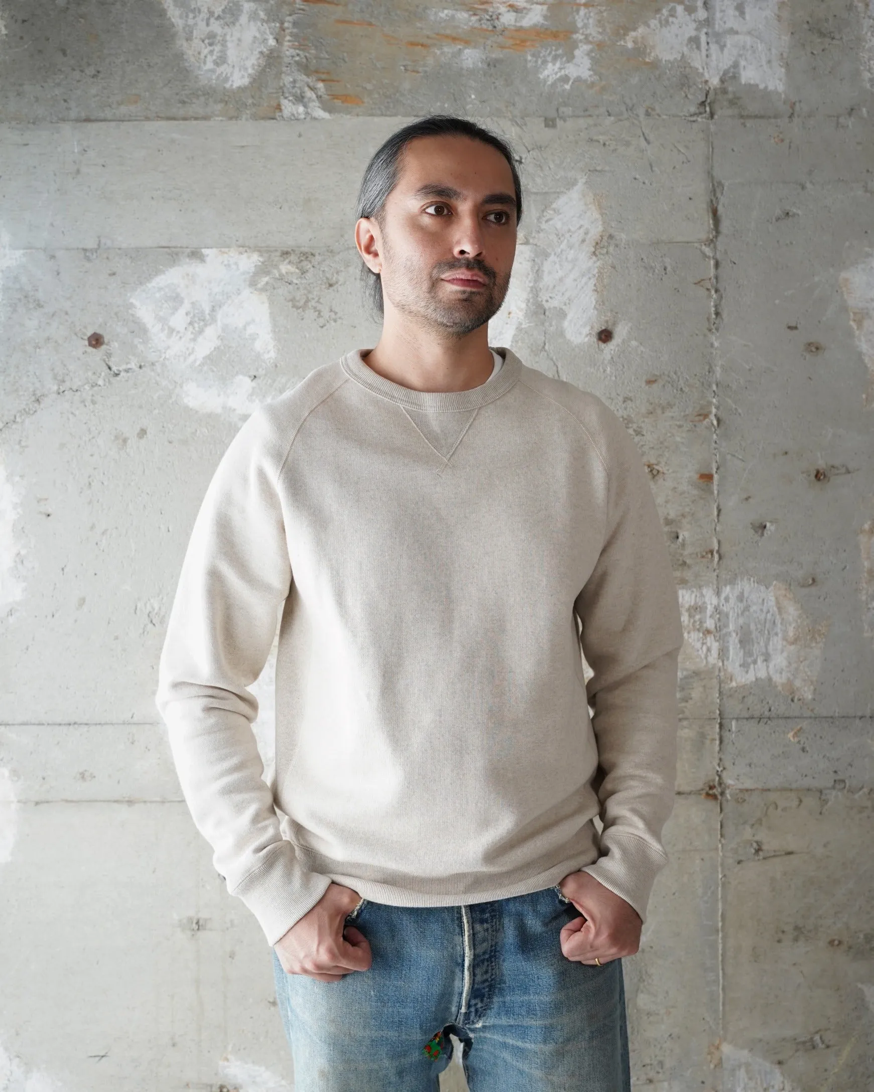 Wonder Looper Fleeced Foxfibre® Pullover Crew Neck - Oatmeal