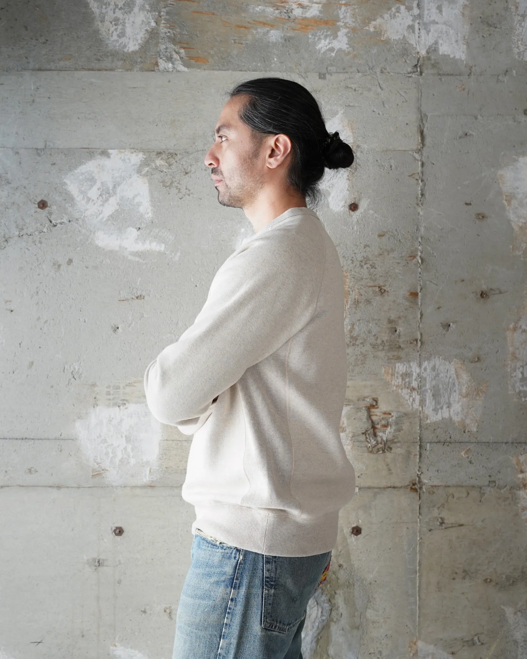 Wonder Looper Fleeced Foxfibre® Pullover Crew Neck - Oatmeal