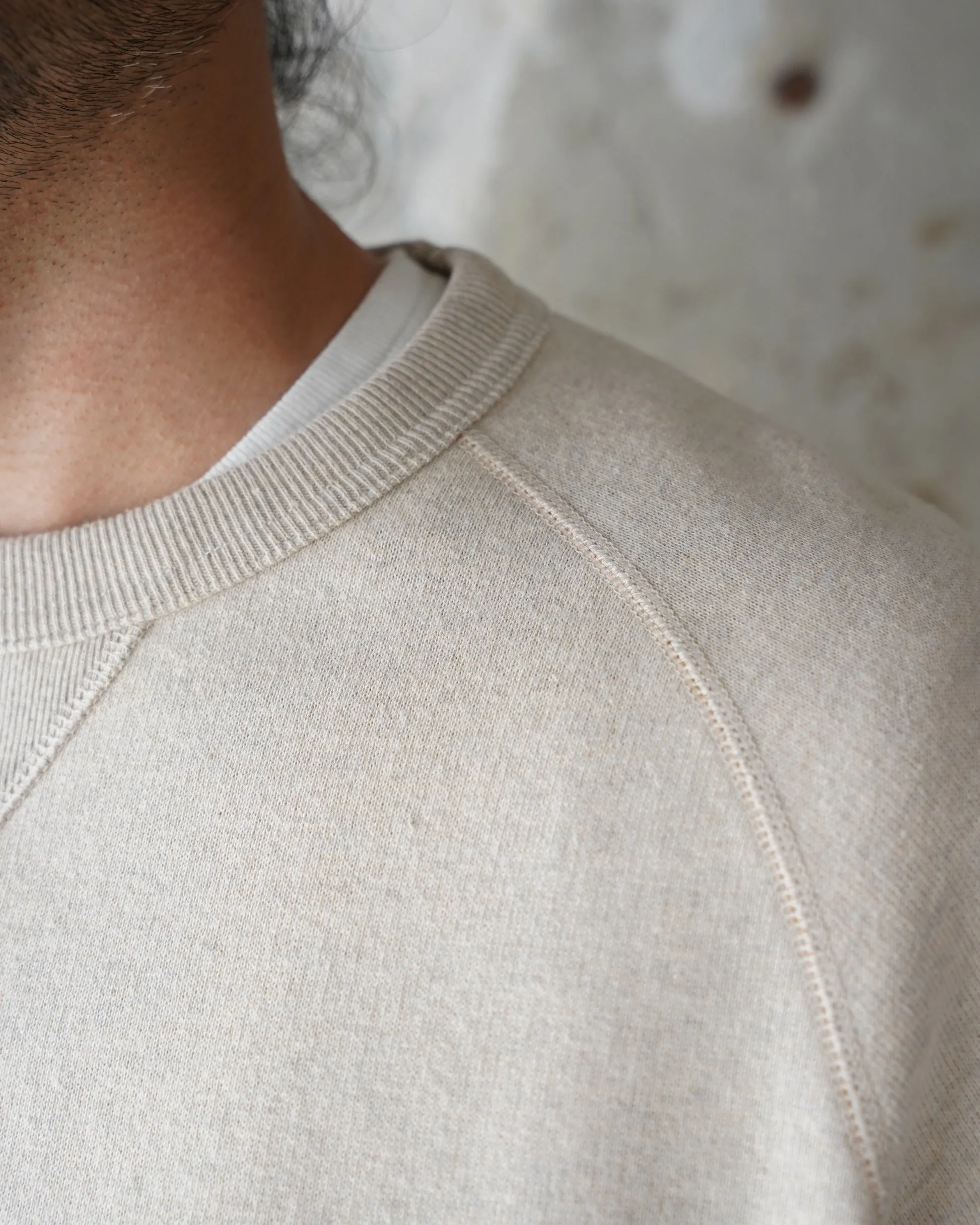 Wonder Looper Fleeced Foxfibre® Pullover Crew Neck - Oatmeal