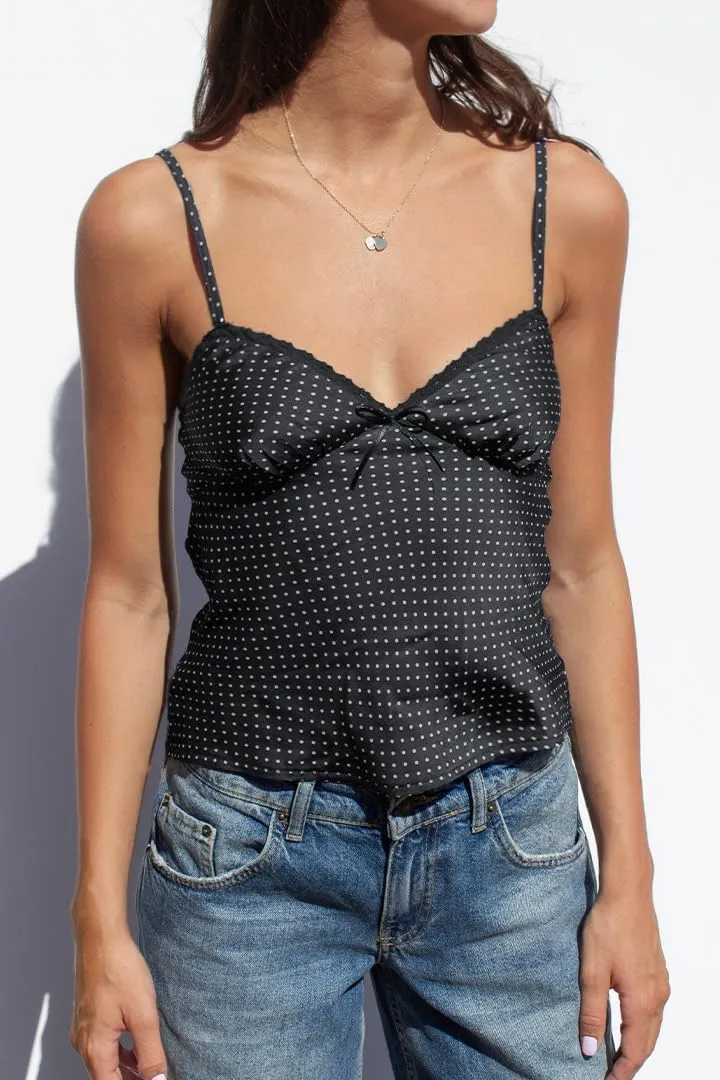 Y2k Tank Top Women Sexy Spaghetti Strap Sleeveless Backless Camisole Mesh Low V Neck Lace Trim Crop Cami Going Out