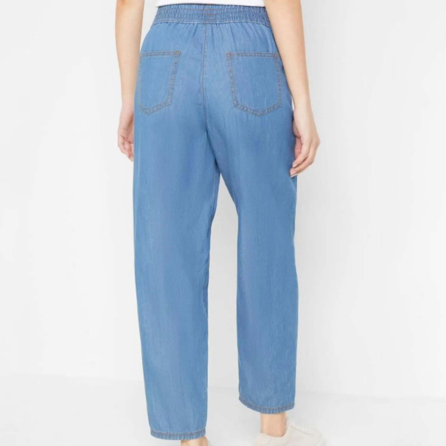 yardsong Womens Summer Casual Denim Pants Elastic High Waist Trendy Lightweight Jeans Loose Wide Leg Trousers with Pockets