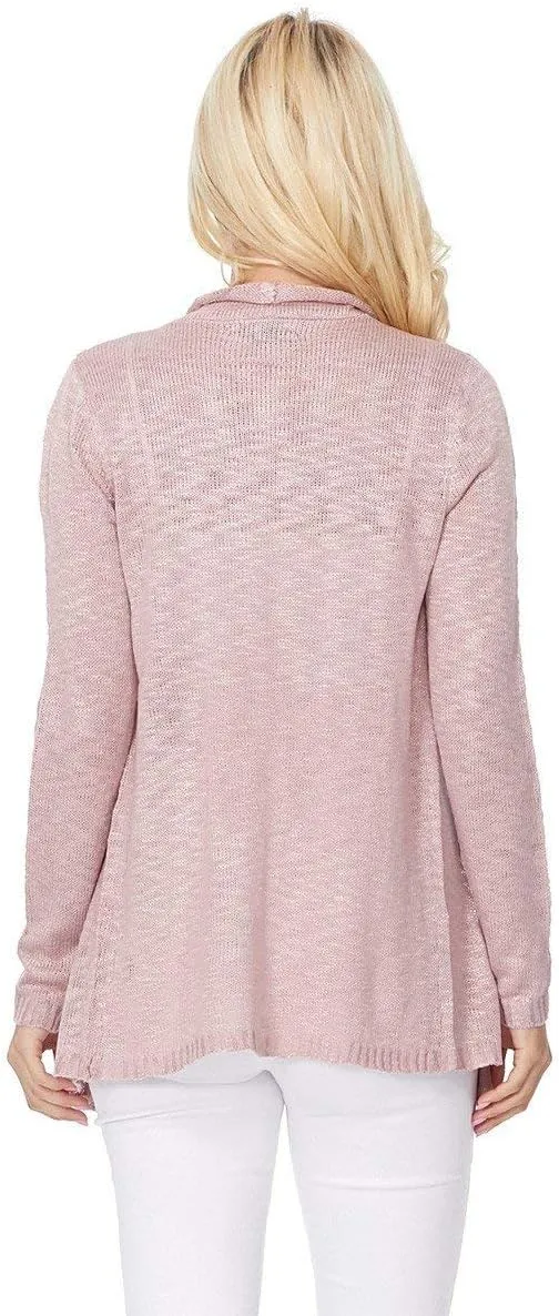 YEMAK Women's Knit Cardigan Sweater  Casual Long Sleeve Open Front Draped Soft Knitted Jacket
