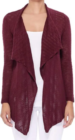YEMAK Women's Knit Cardigan Sweater  Casual Long Sleeve Open Front Draped Soft Knitted Jacket