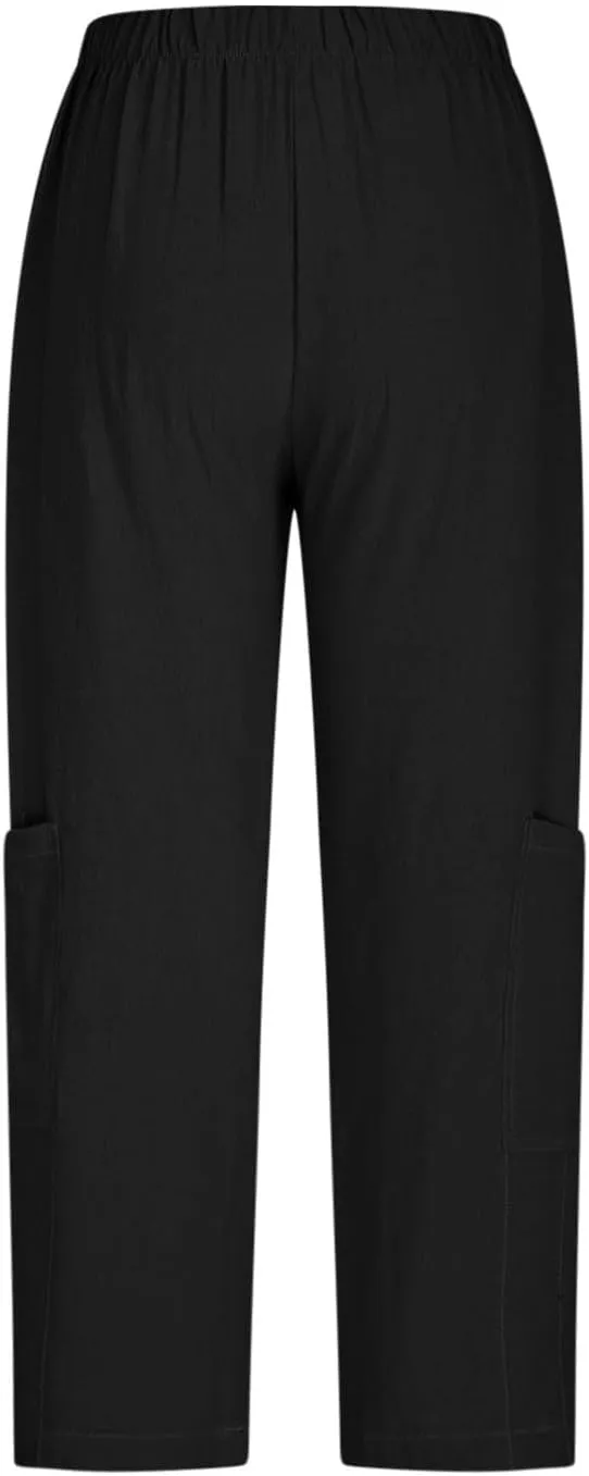 YRAETENM Womens Baggy Linen Pants Summer Casual Loose Elastic Waist Lounge Trousers Beach Palazzo Harem Pants with Pockets