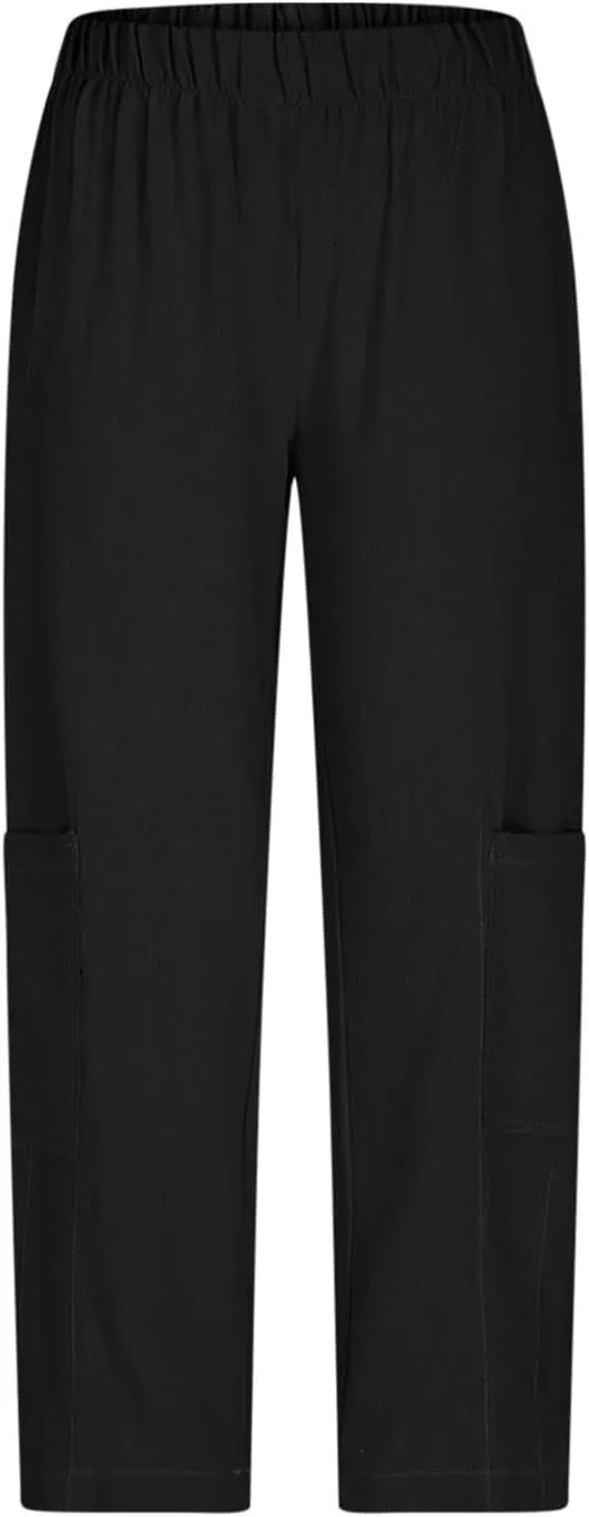 YRAETENM Womens Baggy Linen Pants Summer Casual Loose Elastic Waist Lounge Trousers Beach Palazzo Harem Pants with Pockets