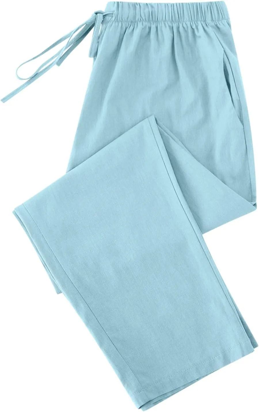 YRAETENM Womens Linen Pants High Waisted Lounge Pants Casual Wide Leg Pants Plus Size Baggy Slacks Trousers with Pockets
