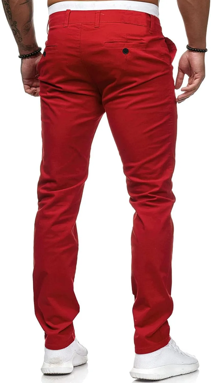 ZHUER Men's Casual Pants Slim Fit Stretch Flat-Front Skinny Dress Pants Full Length Mid Waist Chino Pants Work Sport Trousers