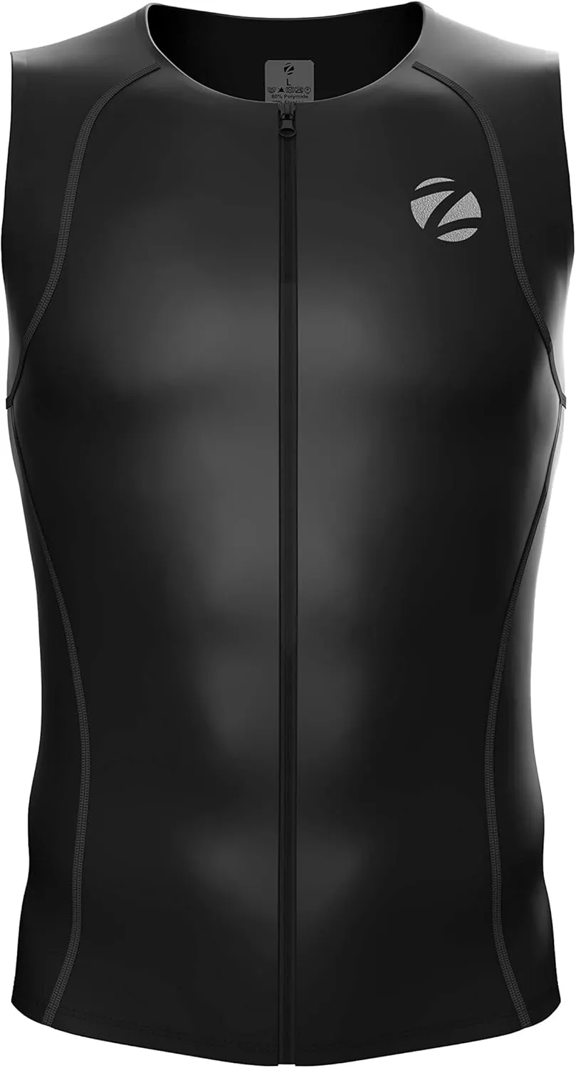 Zimco Men Performance Triathlon Tank Tri Top Triathlon Singlet Tri Shirt Full Zipper Swim Bike Run