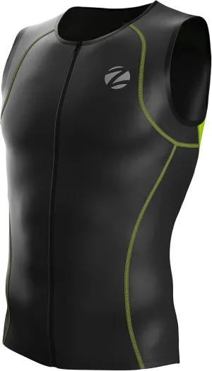 Zimco Men Performance Triathlon Tank Tri Top Triathlon Singlet Tri Shirt Full Zipper Swim Bike Run