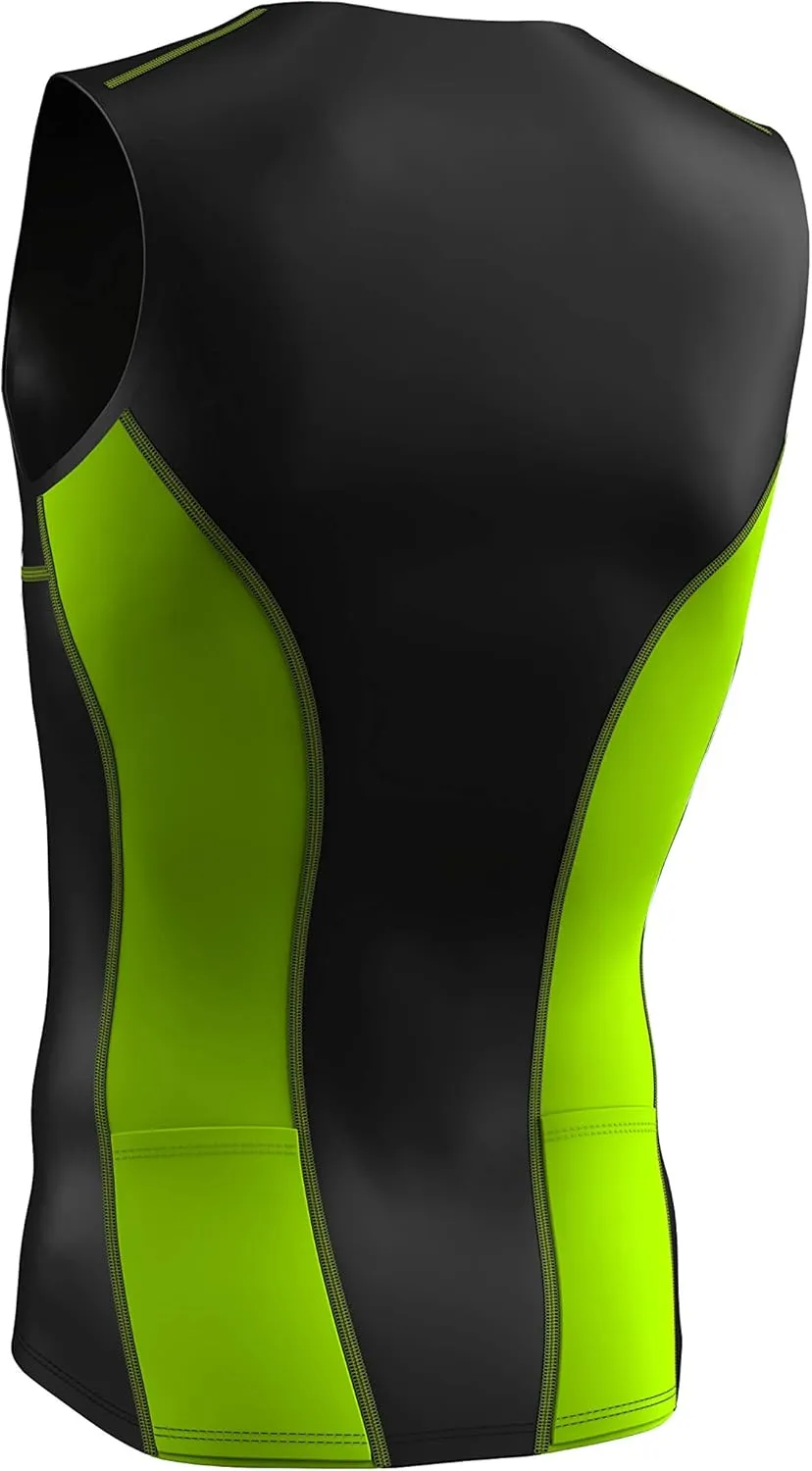 Zimco Men Performance Triathlon Tank Tri Top Triathlon Singlet Tri Shirt Full Zipper Swim Bike Run