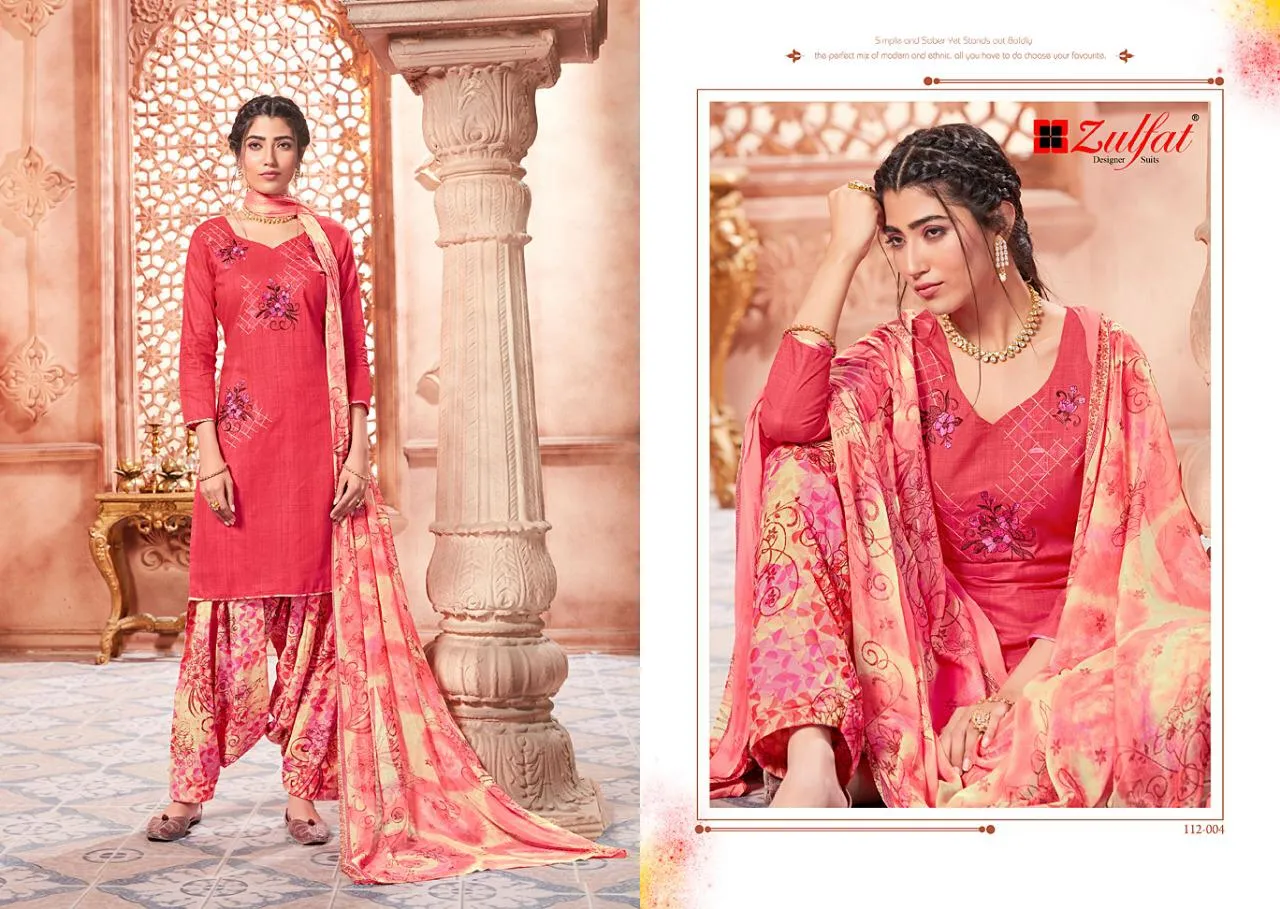 Zulfat Designer Suits Punjabi Beats Cotton Embroidery Printed Suits