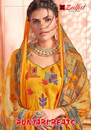Zulfat Designer Suits Punjabi Beats Cotton Embroidery Printed Suits