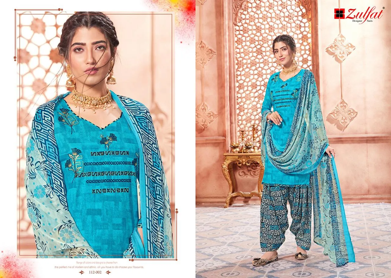 Zulfat Designer Suits Punjabi Beats Cotton Embroidery Printed Suits