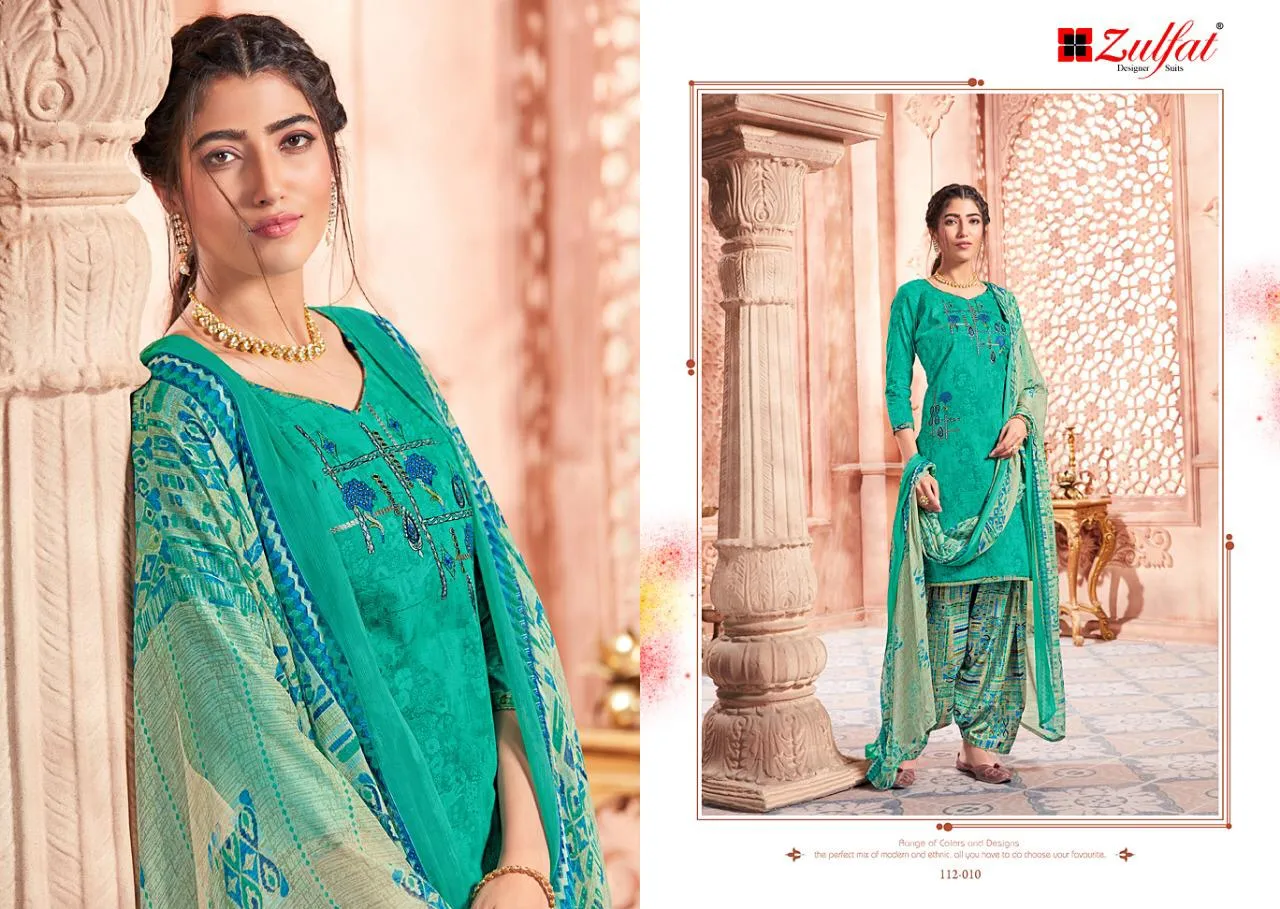 Zulfat Designer Suits Punjabi Beats Cotton Embroidery Printed Suits