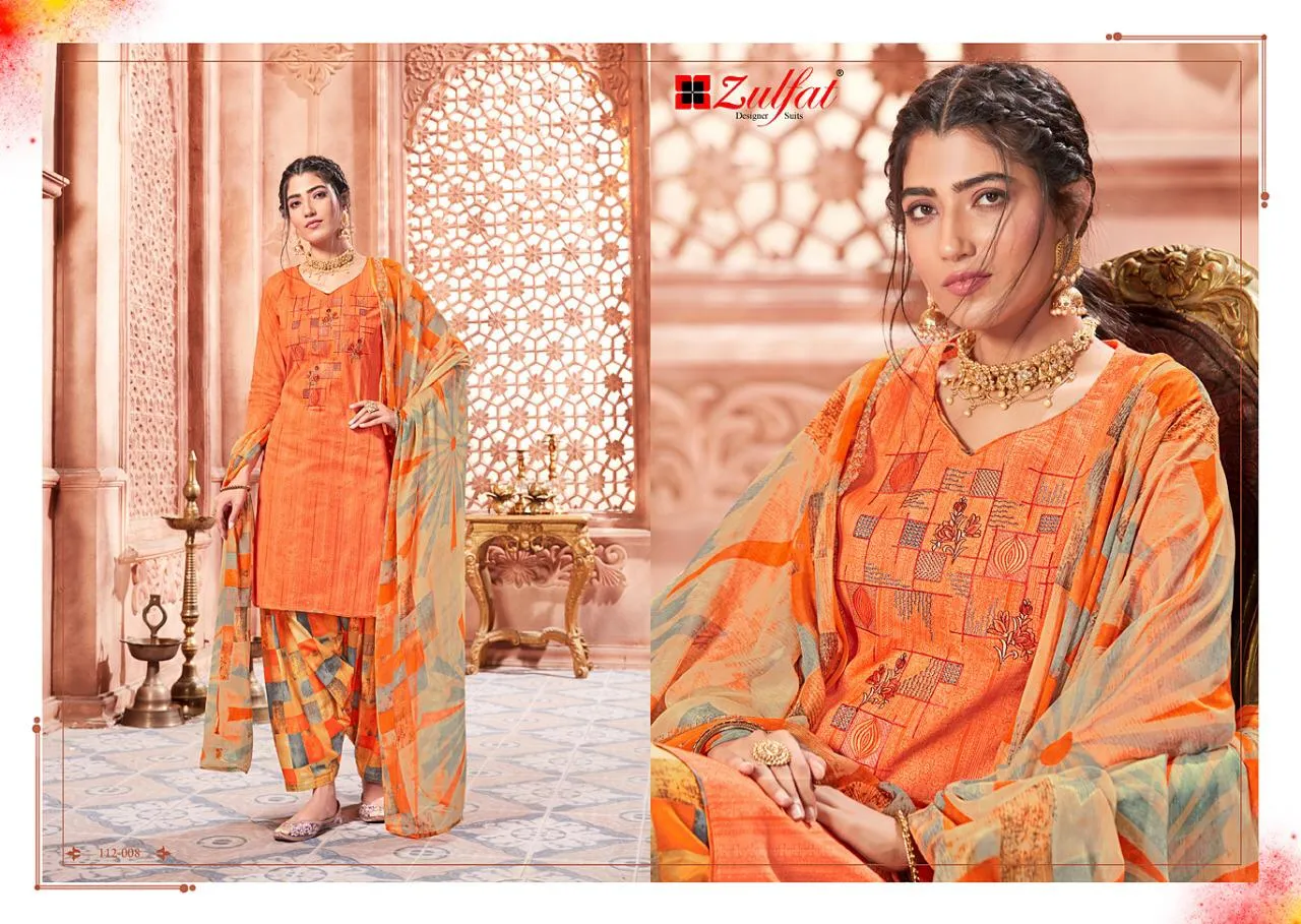 Zulfat Designer Suits Punjabi Beats Cotton Embroidery Printed Suits