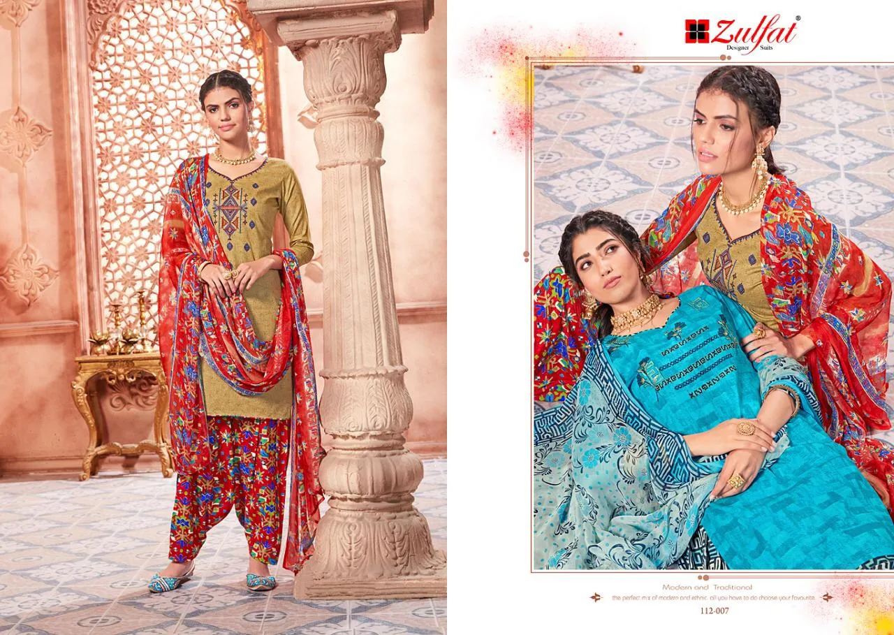 Zulfat Designer Suits Punjabi Beats Cotton Embroidery Printed Suits